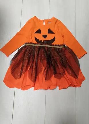Платье оранжевое тыквы хелловин primark 74см