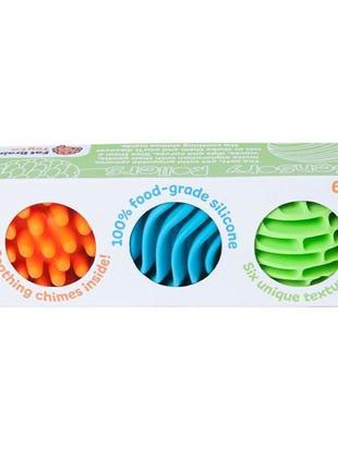 Прорізувач-брязкальце fat brain toys sensory rollers сенсорні кулі 3 шт. (f161ml)