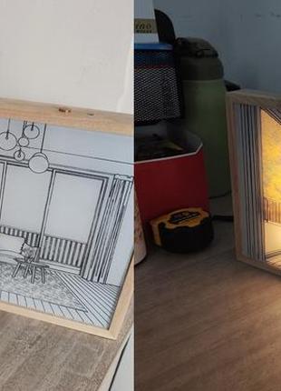 Ночник картина аккумуляторная - осень (картина светильник) - картина с подсветкой