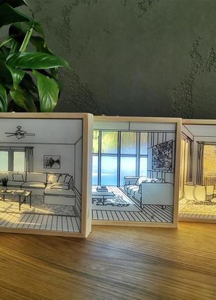 Ночник картина аккумуляторная - осень (картина светильник) - картина с подсветкой