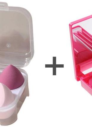 Набір інпредметів для макіяжу - спонжі та пензлики в органайзерах