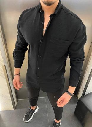 Рубашка мужская оверсайз черная2 фото