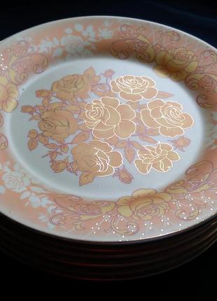 Тарелки в позолоте 6 шт. brocart ceramice из италии.3 фото