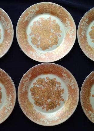 Тарелки в позолоте 6 шт. brocart ceramice из италии.2 фото