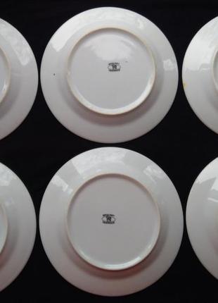 Тарелки в позолоте 6 шт. brocart ceramice из италии.4 фото