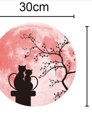 Наклейка коты на крыше на ветке  светящаяся в темноте  30 см. светящийся стикер  на стену!4 фото