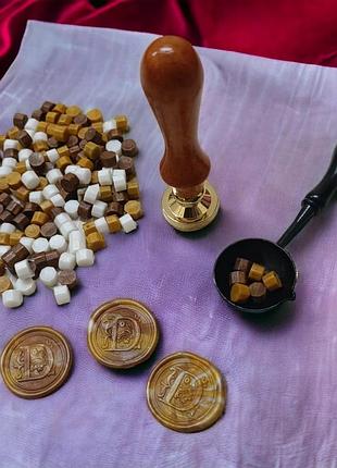 Набор для сургучной печати №0 факсимиле печать с буквой+сургуч+ложка