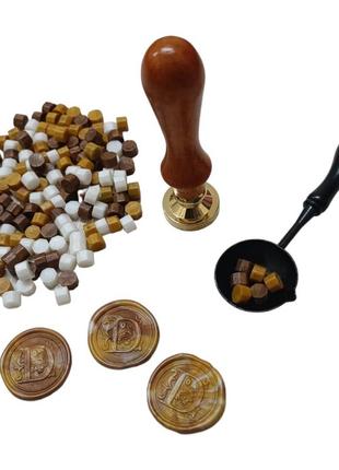 Набор для сургучной печати №0 факсимиле печать с буквой+сургуч+ложка