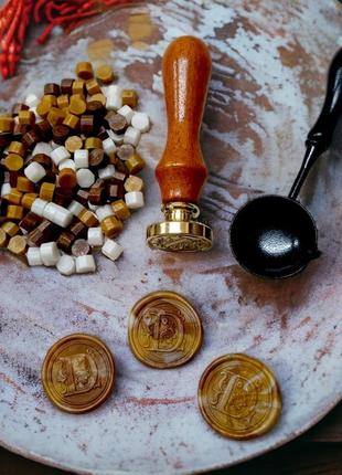 Набор для сургучной печати №0 факсимиле печать с буквой+сургуч+ложка