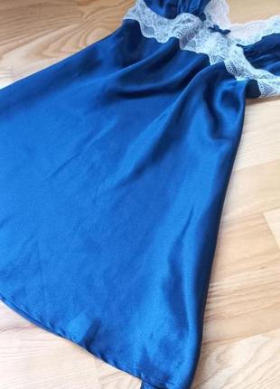Шикарный пеньюар boux avenue синий пеньюар ночнушка сорочка платье одежда для дома5 фото