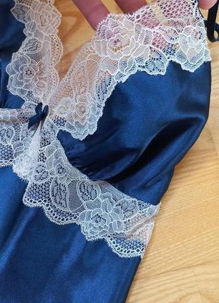 Шикарный пеньюар boux avenue синий пеньюар ночнушка сорочка платье одежда для дома6 фото
