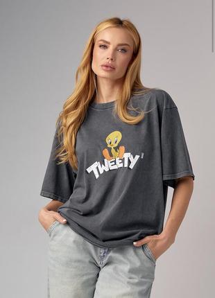 Жіноча футболка oversize з принтом tweety