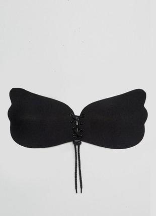 Чорний бюст, бра на липучках , флайбра на шнурівці, відкрита спина asos3 фото