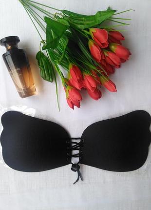 Чорний бюст, бра на липучках , флайбра на шнурівці, відкрита спина asos5 фото