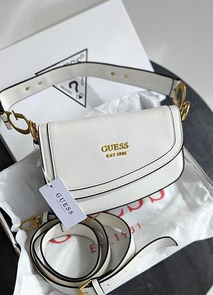 Брендовая женская сумочка guess белая кожаная сумка седло для девочек гесс женская белая сумочка через плечо