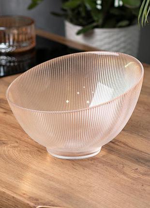 Элегантная сервировочная тарелка, салатница стеклянная,элегантный дизайн,изготовлена из толстого стекла