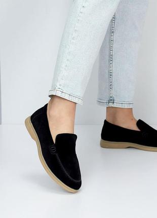Чорні жіночі мокасини лофери туфлі з натуральної замші замшеві мокасини лофери5 фото