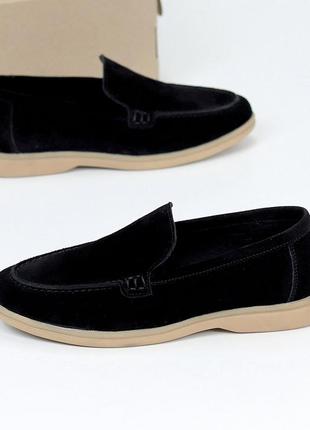 Чорні жіночі мокасини лофери туфлі з натуральної замші замшеві мокасини лофери8 фото