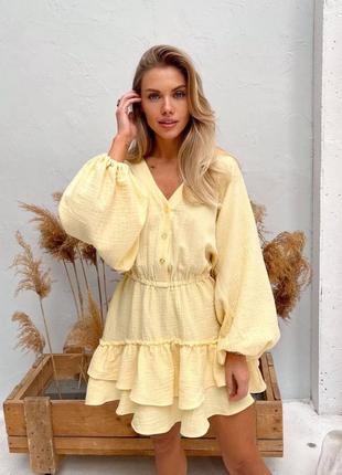 Женское платье тонкое летнее с рукавами в балийском стиле size: s-m; m-l