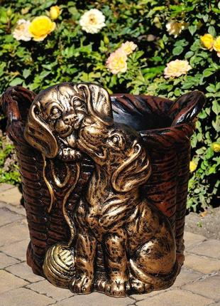 Подставка для цветов корзина со щенками