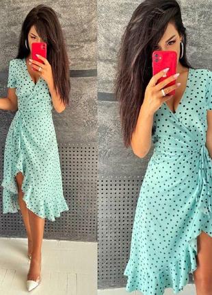 Сукня адель горох розміри 42-44 та 46-48 тканина софт  сукня йде на запах.