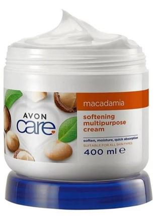 Мультифункціональний пом'якшувальний крем для обличчя, рук і тіла з олією макадамії (бразильський горіх)  " care " avon 400 ml.