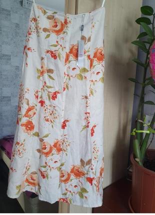 Довга спідниця 100% льон розмір, нова