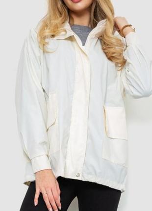 Вітровка жіноча з капюшоном, колір кремовий, білий2 фото