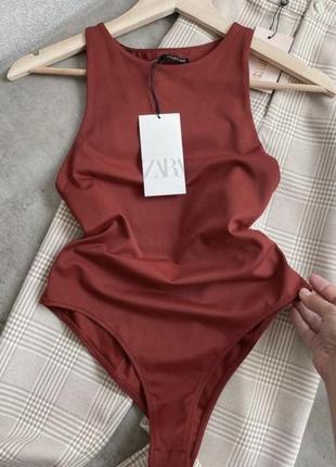 Боди zara new original цвет бургунди