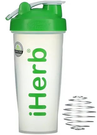 Iherb goods, бутылка-шейкер с шариком для смешивания, зелёный цвет, 28 унций