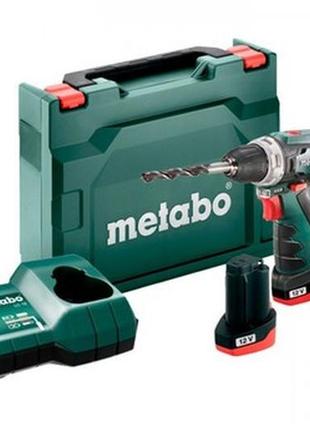 Мощная аккумуляторная дрель-шуруповерт metabo powermaxx bs basic lc 12 : 34 нм, кейс (600984500)