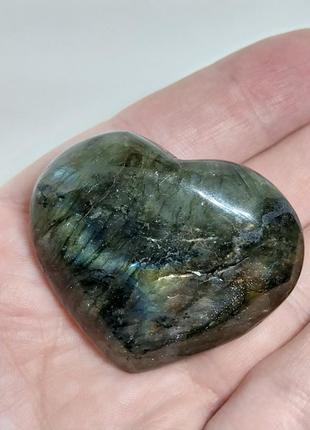 Лабрадор кабашон камінь серце без оправи 38*47*17 мм. натуральний лабрадор індія6 фото