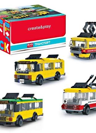 Конструктор транспорт iblock pl-921-438 автобус, троллейбус, трамвай, маршрутка