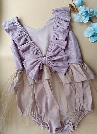 Боди платье лаванда праздничное сетное платье боди с юбкой 98 рост