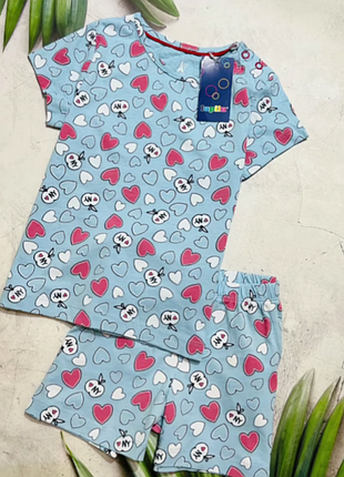 Футболка и шорты lupilu 12-18-24 міс. 86/92 сердце сердечки летний костюм набор комплект пижама пижамка на девочку