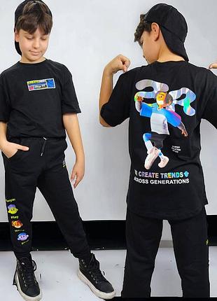 Костюм для хлопчика підлітка  спортивний  літній тонкий 2 нитка літо штани футболка  зара zara 116 ,122,128,134,140,146,164