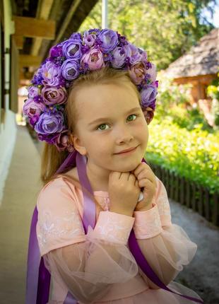 Великий український віночок зі стрічками, бузковий 45445