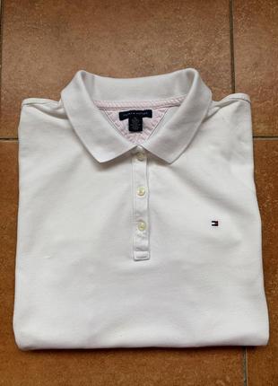 Оригинальное белое женское поло tommy hilfiger