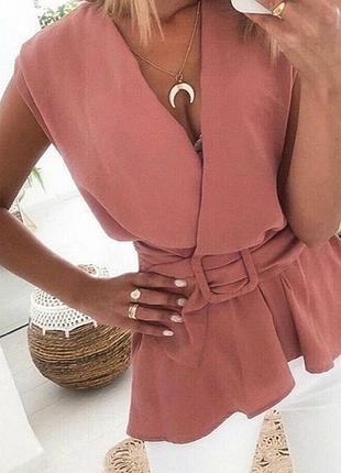 Изысканная блузка на запах топ с поясом на пряжке от zara