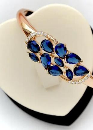 Браслет с синими цирконами фирм xuping (медицинское золото)