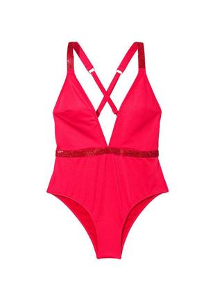 Открытый слитный купальник со стразами victorias secret оригинал
