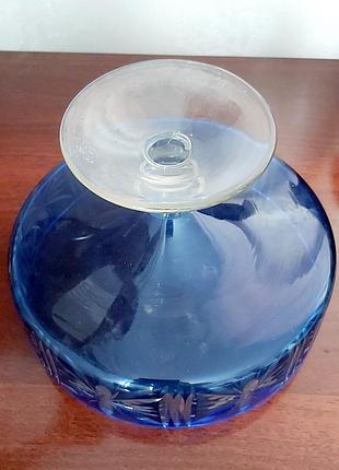 Ваза кришталь вінтаж кобальт фруктовниця вінтажна кришталева