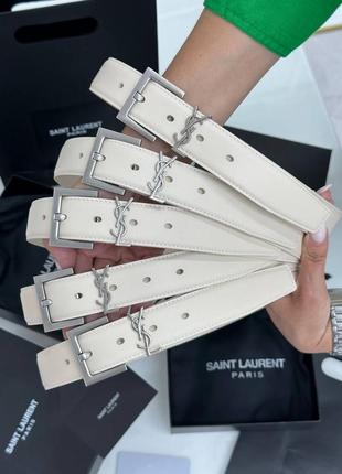 Ремінець ремень білий в стилі yves saint laurent5 фото