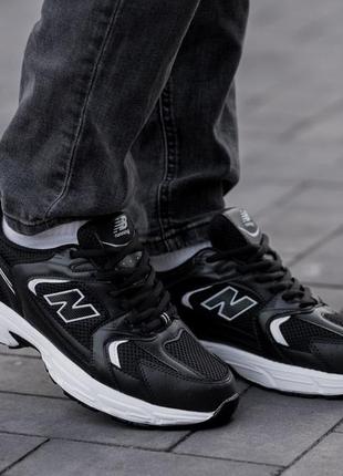 Чоловічі шкіряні, чорні з білим, стильні кросівки new balance 530. від 40 до 44 рр. 0838 ал демі5 фото