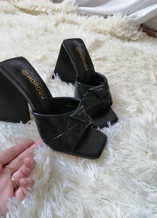 Босоножки шлёпанцы мюли треугольный каблук квадратный носок на узкую или среднюю ножку