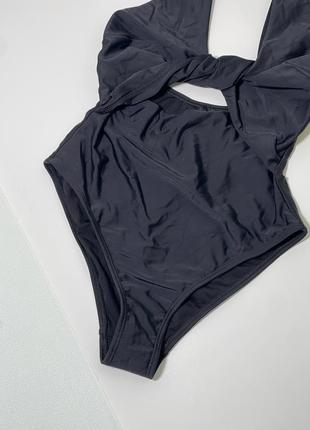 Новий суцільний чорний купальник із закрученим вирізом asos design7 фото