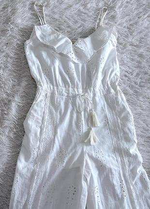 Белый хлопковый ромпер h&m из прошвы