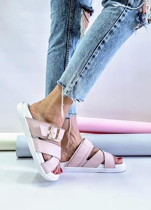 Рожеві шльопанці шкіряні ортепедична устілка р36-41 шльопки тапки тапкі капці сандалі