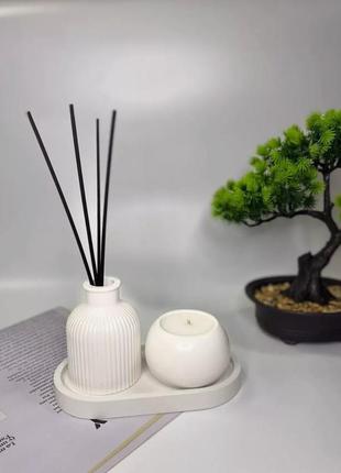 Подарочный набор кашпо ваза, свеча и подставка