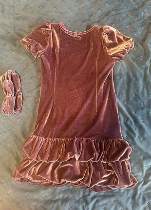 Красиве велюрове плаття з пов'язкою на голову зріст 116-122